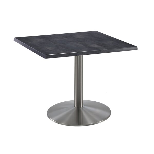 30" Tall OD214 Stainless Steel Table Base 22" Diameter 30"x30" Square Black Steel Top